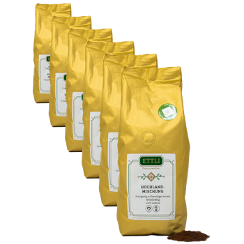 Caffè macinato - Miscela degli altipiani - 250g - Pack 6 × Macinatura Filtro Bustina 250 g
