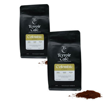 Terroir Cafe Terroir Cafe Colombie Huila Choco 1Kg Moulu French Press - 1 Kg - Pack 2 × Moulu French press Pochette 1 kg