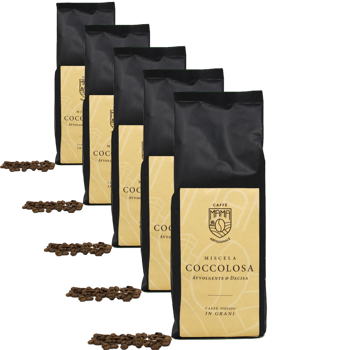 Caffè in grani - Miscela Coccolosa - 250 g - Pack 5 × Chicchi Bustina 250 g