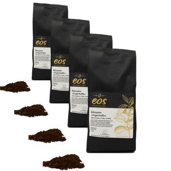 EOS Kaffeerösterei Ethiopie Yirgacheffe Moulu Filtre- 500 G - Pack 4 × Moulu Filtre Pochette 500 g