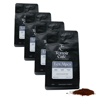 Terroir Cafe Terroir Cafe La Composition Des Alpes 250G Moulu Moka - 250 G - Pack 4 × Moulu Moka Pochette 250 g