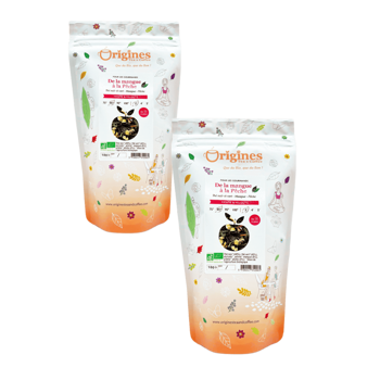 Tè Nero e Verde Bio sfuso - De la mangue à la pêche - 1kg - Pack 2 × Bustina 1 kg