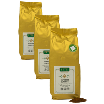 Ettli Kaffee Cafe Moulu Espresso Classico 500G Moulu French Press - 500 G - Pack 3 × Moulu French press Pochette 500 g