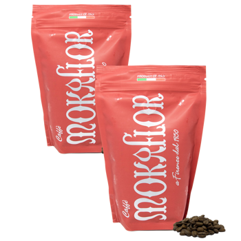 Miscela Rossa 60/40 - Caffè in grani 500 g - Pack 2 × Chicchi Bustina 500 g