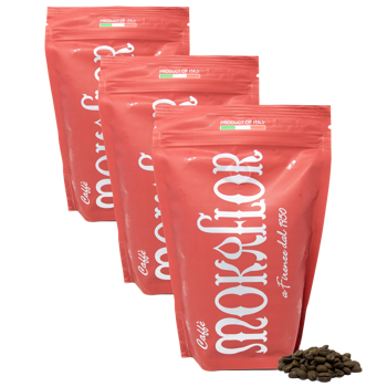 Miscela Rossa 60/40 - Caffè in grani 500 g - Pack 3 × Chicchi Bustina 500 g
