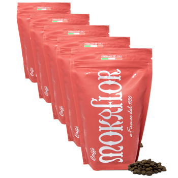 Rote Mischung 60/40 - Kaffeebohnen 500 g - Pack 5 × Bohnen Beutel 500 g