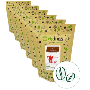 Kaffeebohnen - Café Italien - 250g - Pack 6 × Bohnen Beutel 250 g