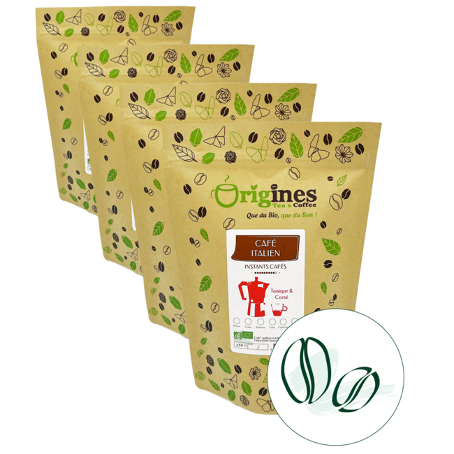 Origines Tea&Coffee Cafè En Grains - Café Italien - 250G by Origines Tea&Coffee
