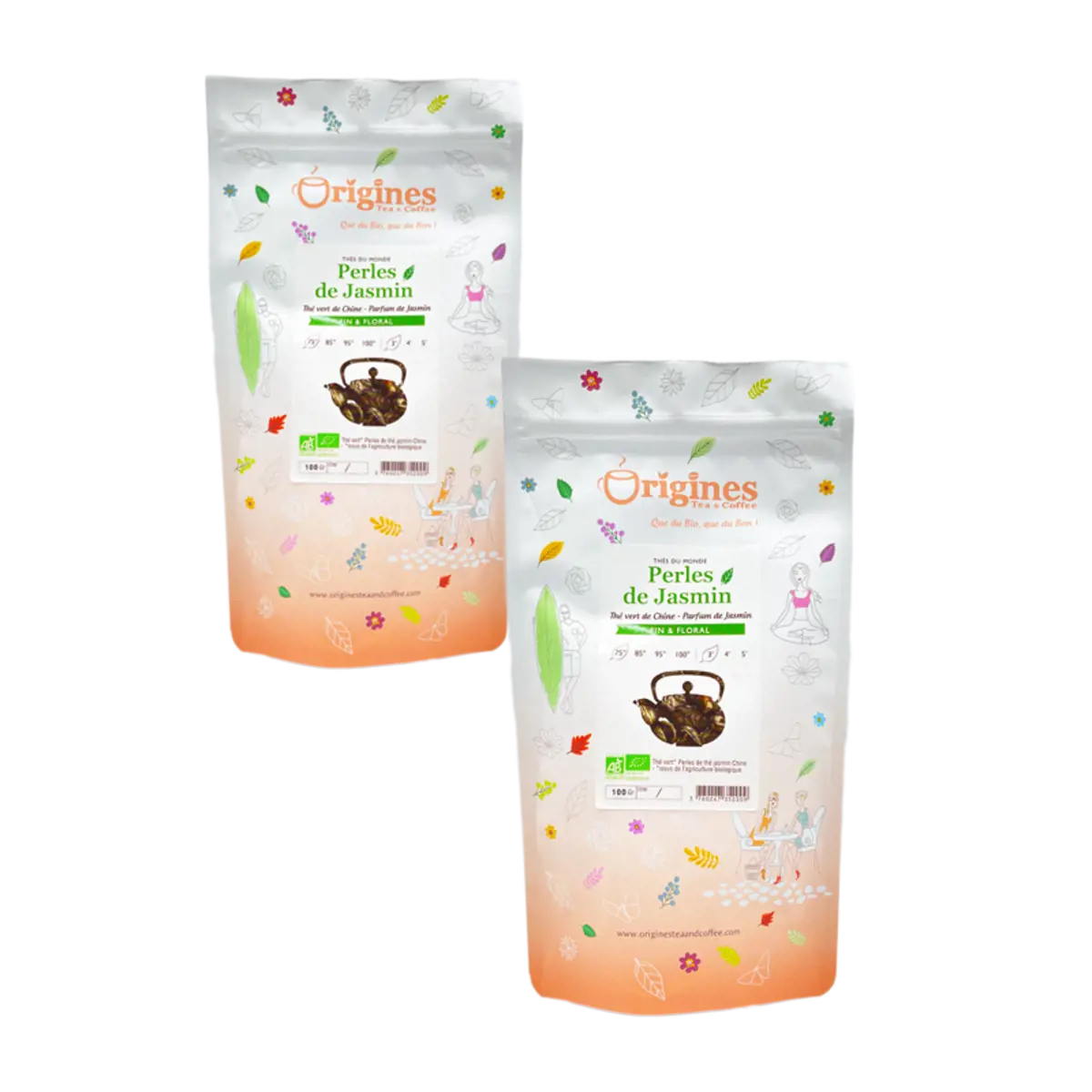 Grüner Tee Bio im Beutel - Perles de Jasmin Chine - 100g by Origines Tea&Coffee