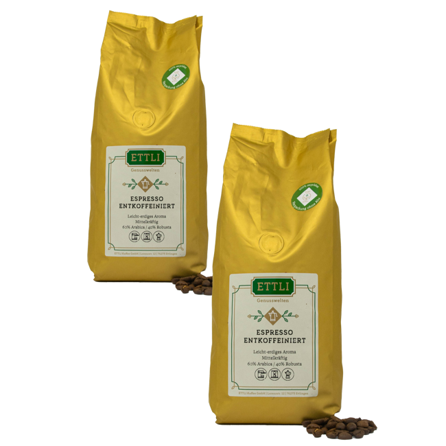 ETTLI Kaffee Café En Grains - Espresso Décaféiné - 1Kg by ETTLI Kaffee