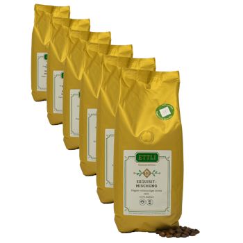 ETTLI Kaffee Café En Grains - Mélange Raffiné - 250G - Pack 6 × Grains Pochette 250 g