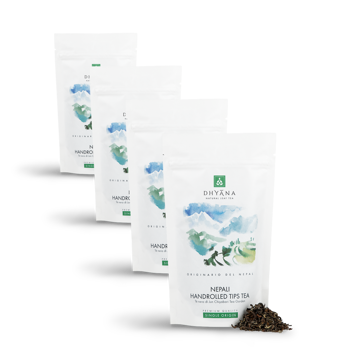 Dhyana Nepali Handrolled Tips Tea 50 G - 50 G - Pack 4 × Pochette 50 g
