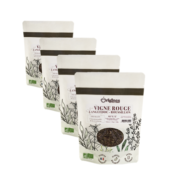Origines Tea&Coffee Infusion Bio Feuilles De Vigne Rouge Sachet 50G Sachets De The 50 G - Pack 4 × Pochette 50 g