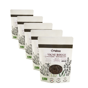 Origines Tea&Coffee Infusion Bio Feuilles De Vigne Rouge Sachet 50G Sachets De The 50 G - Pack 5 × Pochette 50 g