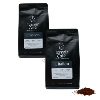 Gemahlener Kaffee - Die Italienische-Zusammenstellung - 1kg - Pack 2 × Mahlgrad Moka Beutel 1 kg