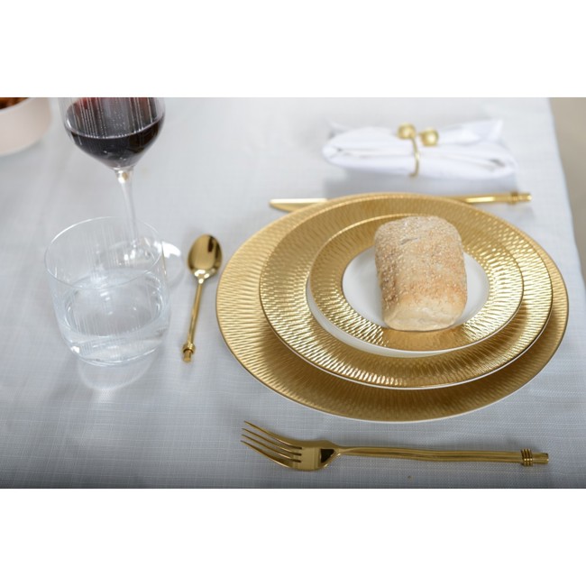 Terzo immagine del prodotto Set di 6 piatti dessert in porcellana dorata Principessa by Aulica