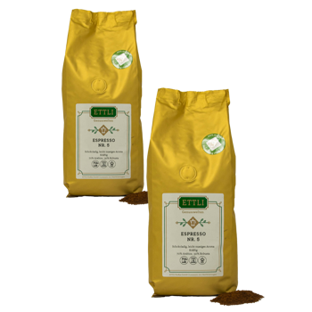 Gemahlener Kaffee - Espresso N°5 - 500g - Pack 2 × Mahlgrad Espresso Beutel 500 g