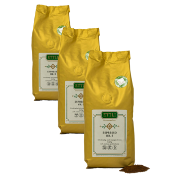 Ettli Kaffee Caffe Macinato Espresso N 5 500G Moulu Espresso - 500 G - Pack 3 × Moulu Espresso Pochette 500 g