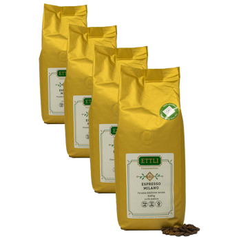 Ettli Kaffee Café En Grain - Espresso Milano - 500G - Pack 4 × Grains Pochette 500 g