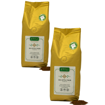 Gemahlener Kaffee - Bio ETTLI Fair - 500g - Pack 2 × Mahlgrad French Press Beutel 500 g