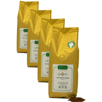 Caffè macinato - Bio ETTLI fiera - 500g - Pack 4 × Macinatura French press Bustina 500 g