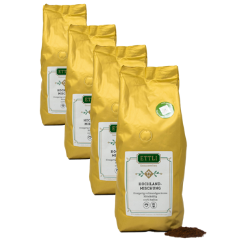 Caffè macinato - Miscela degli altipiani - 500g - Pack 4 × Macinatura Aeropress Bustina 500 g
