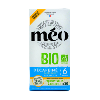 Café Méo Capsules Compostables Bio Decafeine X20 20 Boites En Carton Compatible Nespresso - Capsule 106 g