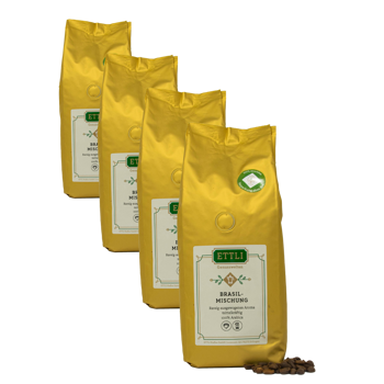 ETTLI Kaffee Café En Grains - Mélange Brasil - 500G - Pack 4 × Grains Pochette 500 g