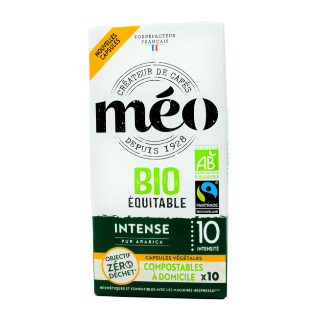 Café Méo Capsules Compostables Biologique Equitable Intense X10 10 Boites En Carton Compatible Nespresso by Café Méo