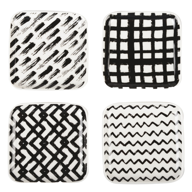 Set di 4 ciotole da 9,5 cm in bianco e nero by Aulica