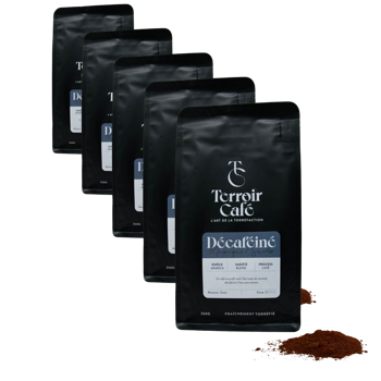 Gemahlener Kaffee - Mexiko entkoffeiniert, Sueno 250g - Pack 5 × Mahlgrad French Press Beutel 250 g