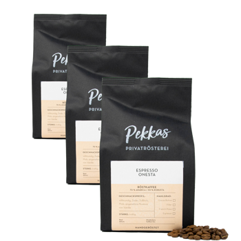 Café En Grain Pekkas Privatrösterei Espresso Onesta - 1 Kg - Pack 3 × Grains Pochette 1 kg