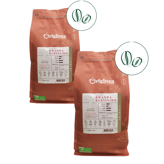 Origines Tea&CoffeeCafe Moulu Rwanda Rubyiniro 1Kg Moulu Moka - 1 Kg by Origines Tea&Coffee