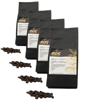 Cafe En Grain EOS Kaffeerösterei Espresso Malabar 500 G - Pack 4 × Grains Pochette 500 g