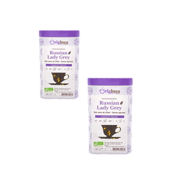 Origines Tea&Coffee The Noir Bio En - Russian Lady Grey Chine 100G - 100 G - Pack 2 × Boîte métal 100 g