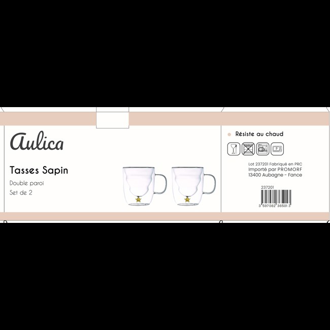 Deuxième image du produit Aulica Set 2 Tasses Sapin Double Paroi 250Ml by Aulica