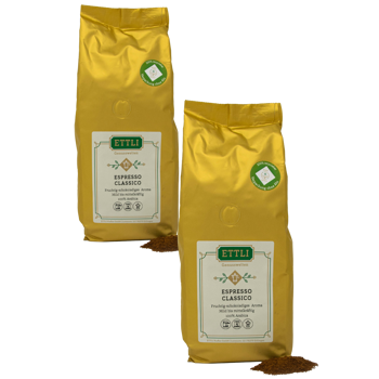 Ettli Kaffee Cafe Moulu Espresso Classico 1Kg Moulu French Press - 1 Kg - Pack 2 × Moulu French press Pochette 1 kg