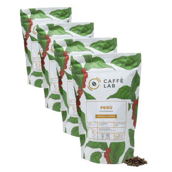 CaffèLab Café Perù Pachamama (Women Coffee Project) - Grains - Pack 4 × Grains Pochette 250 g