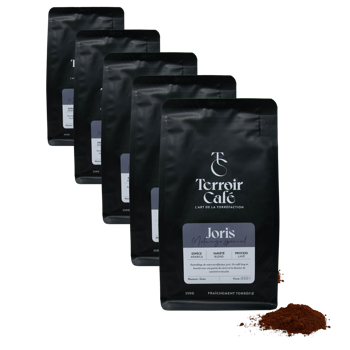 Gemahlener Kaffee - Zusammenstellung des Kaffeerösters, Joris - 250g - Pack 5 × Mahlgrad Filter Beutel 250 g