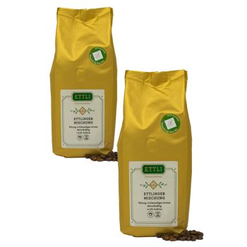 Caffè in grani - Miscela di Ettlingen - 1kg - Pack 2 × Chicchi Bustina 1 kg