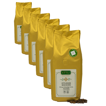 Caffè in grani - Miscela di Ettlingen - 250g - Pack 6 × Chicchi Bustina 250 g