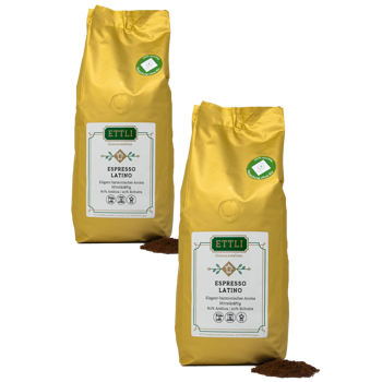 Gemahlener Kaffee - Espresso Latino - 500g - Pack 2 × Mahlgrad Filter Beutel 500 g