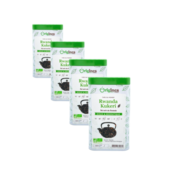 Tè Nero Bio in scatola di metallo - Rwanda Kukeri - 100g - Pack 4 × Scatola di metallo 100 g