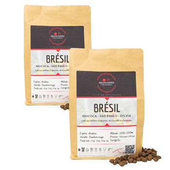 Cafe En Grain Arlo's Coffee Bresil 1 Kg - Pack 2 × Grains Pochette 1 kg