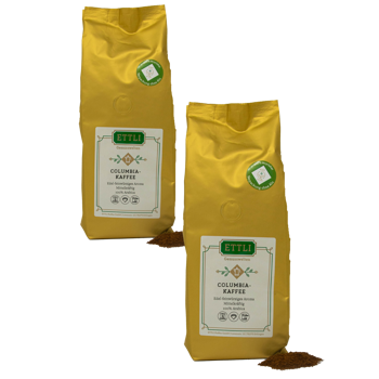 Ettli Kaffee Cafe Colombia Moulu Espresso - 1 Kg - Pack 2 × Moulu Espresso Pochette 1 kg