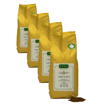 Caffè macinato - Liscia e leggera con caffeina - 500g - Pack 4 × Macinatura Aeropress Bustina 500 g