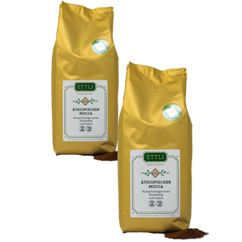 Gemahlener Kaffee - Äthiopischer Mocca - 500g - Pack 2 × Mahlgrad Moka Beutel 500 g