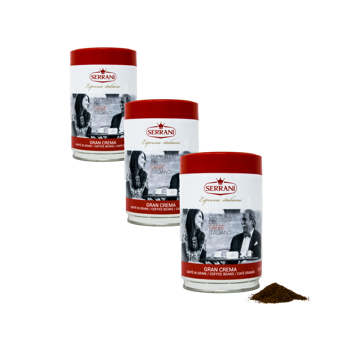 Caffè macinato -Gran Crema - 250g - Pack 3 × Macinatura Espresso Scatola di metallo 250 g