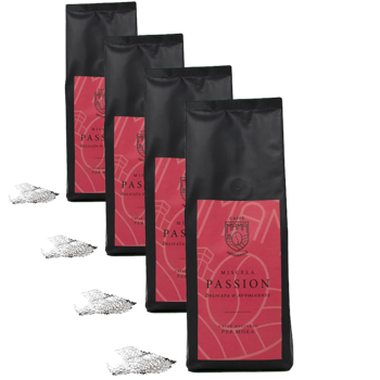 Caffè macinato - Miscela Passion - Moka 250 g - Pack 4 × Macinatura Moka Bustina 250 g