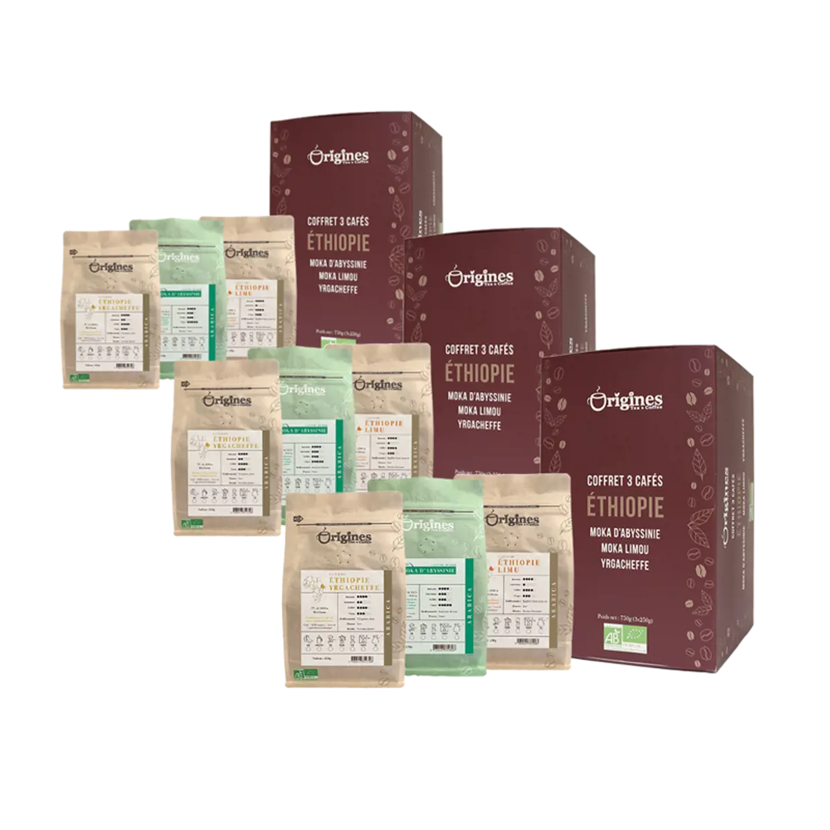 Box Caffè in grani - Ethiopie 3x250g by Origines Tea&Coffee